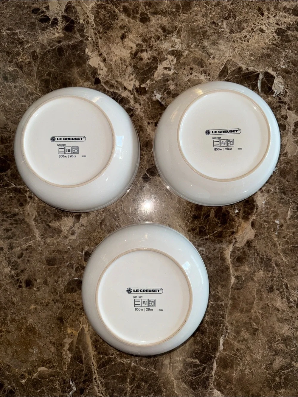 Le Creuset Cereal Bowls White Ceramic Serving Bowls - Set of 3